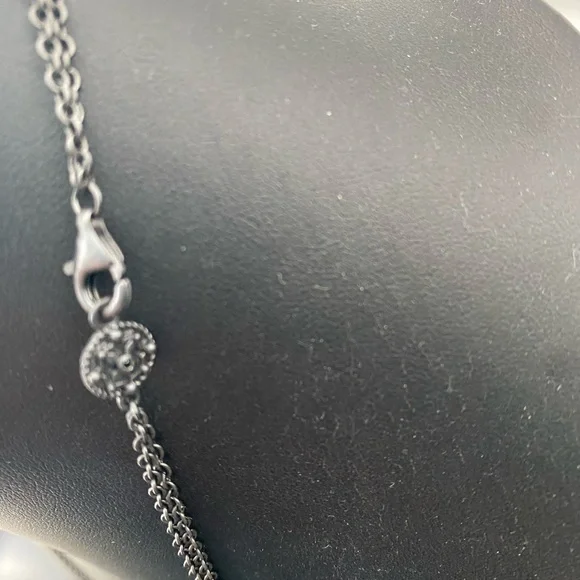 Frieda Rothman NWOT Industrial Finish Double Chain Stone Pendant Necklace
